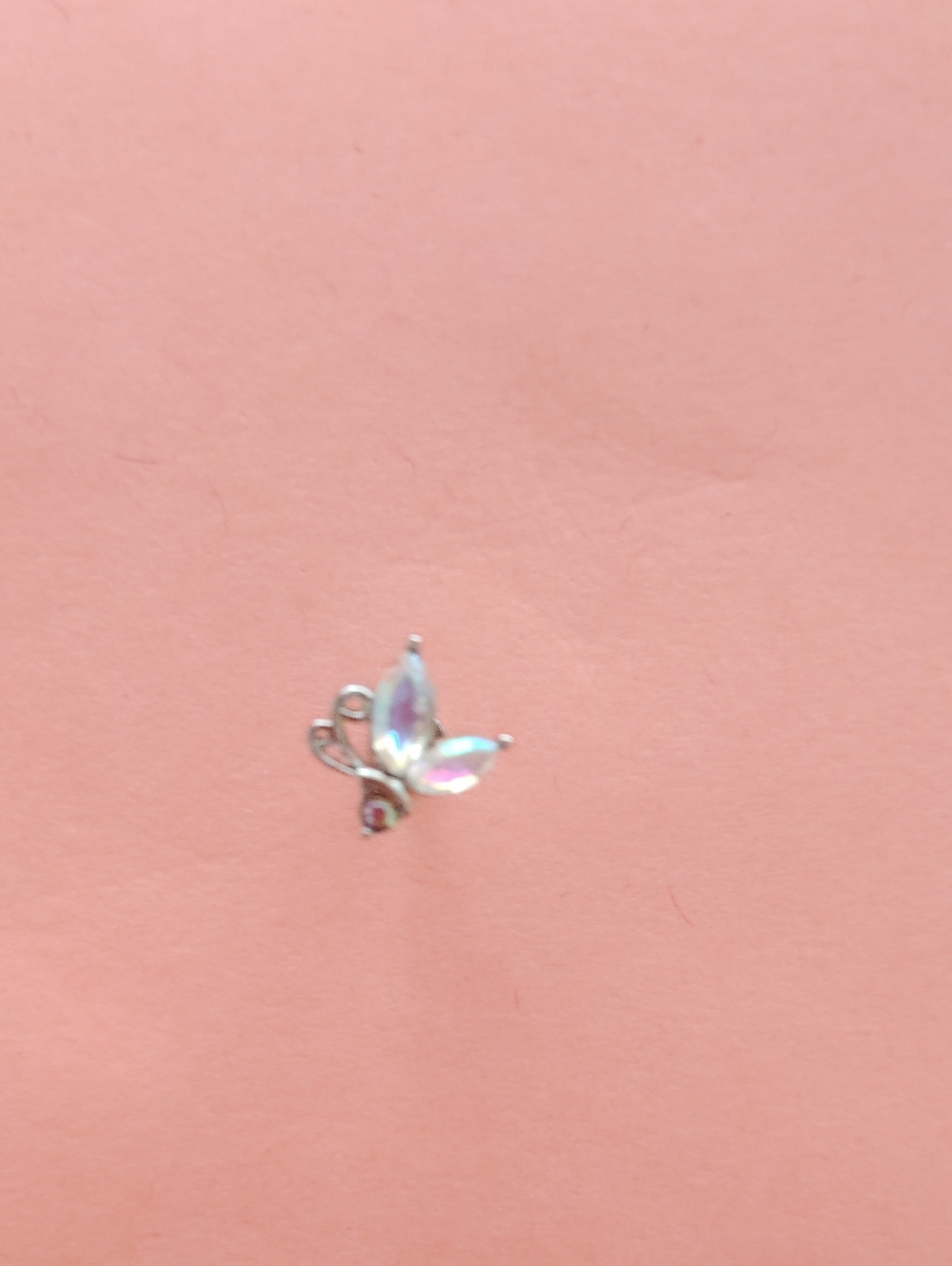 Iridescent Pink Butterfly  — Titanium Jewelry Stud